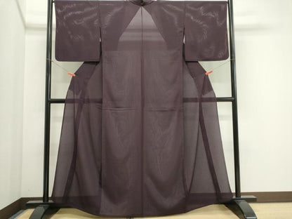 平和屋着物＊夏物　色無地　縦絽　似せ紫色　正絹　逸品　CABI6477ou