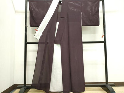 平和屋着物＊夏物　色無地　縦絽　似せ紫色　正絹　逸品　CABI6477ou