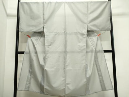 平和屋着物＊夏物　男性　色無地　絽　白鼠色　洗える着物　CABI6480ou