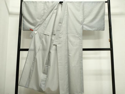 平和屋着物＊夏物　男性　色無地　絽　白鼠色　洗える着物　CABI6481ou