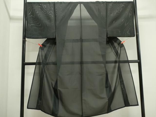平和屋着物＊夏物　男性　色無地　絽　黒色　洗える着物　CABI6483ou