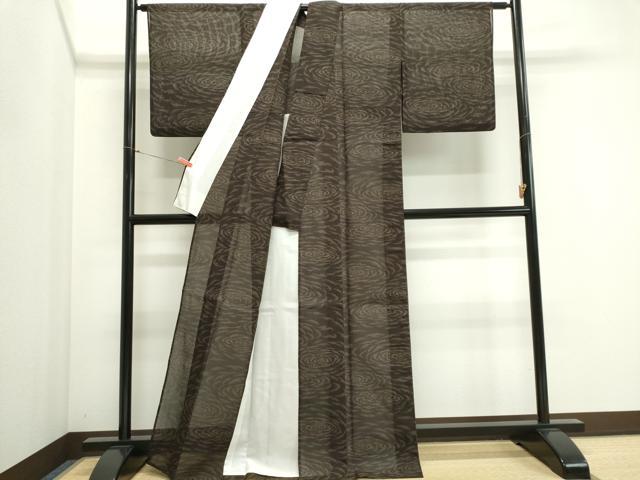平和屋着物＊夏物　紬　越後　夏大島　紗　流水文　銀糸　証紙付き　正絹　逸品　CABI6487ou