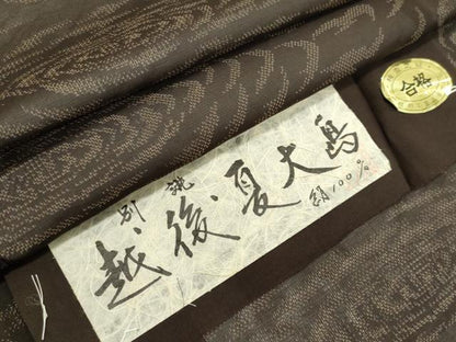 平和屋着物＊夏物　紬　越後　夏大島　紗　流水文　銀糸　証紙付き　正絹　逸品　CABI6487ou