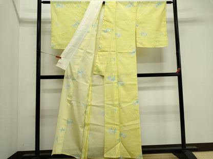 平和屋着物＊夏物　小紋　絽　舞蝶文　洗える着物　CABI6490ou