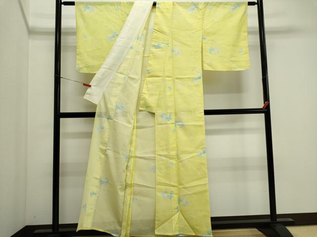 平和屋着物＊夏物　小紋　絽　舞蝶文　洗える着物　CABI6490ou
