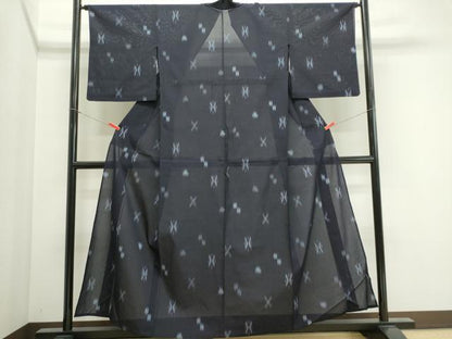 平和屋着物＊夏物　小紋　絽　絣文様　正絹　逸品　CABI6491ou