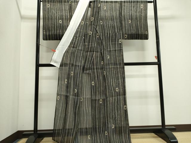 平和屋着物＊夏物　絹芭蕉　縞　証紙付き　正絹　逸品　CABI6494ou