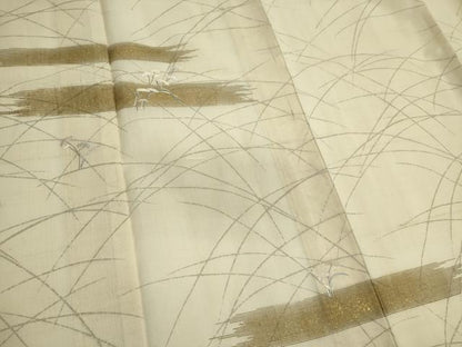 平和屋着物＊夏物　訪問着　刺繍　紗紬　草花文　金彩　正絹　逸品　CABI6495ou