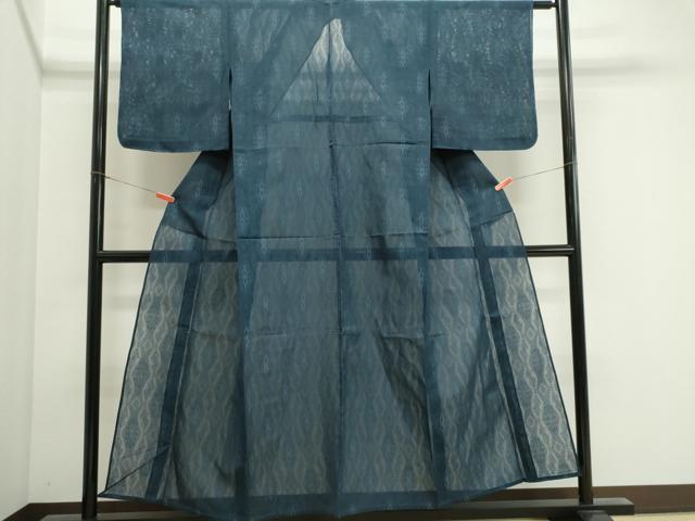 平和屋着物＊夏物　お召　紗　幾何学文　正絹　逸品　CABI6501ou