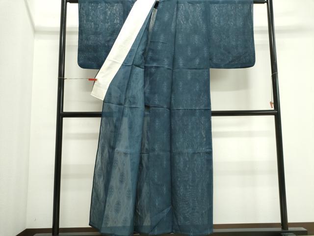 平和屋着物＊夏物　お召　紗　幾何学文　正絹　逸品　CABI6501ou