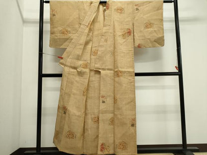 平和屋着物＊夏物　本場小千谷ちぢみ　花唐草文　麻　逸品　CABI6502ou