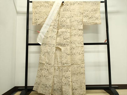 平和屋着物＊夏物　本場小千谷ちぢみ　流水草花文　麻　逸品　CABI6503ou