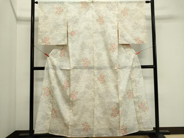 平和屋着物＊夏物　紗紬　風景花文　正絹　逸品　CABI6504ou
