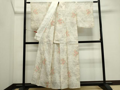 平和屋着物＊夏物　紗紬　風景花文　正絹　逸品　CABI6504ou