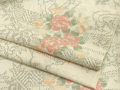 平和屋着物＊夏物　紗紬　風景花文　正絹　逸品　CABI6504ou