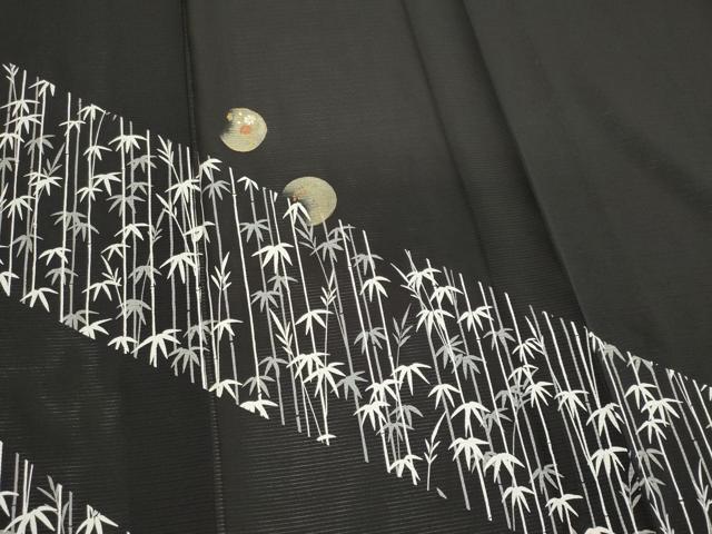 平和屋着物＊夏物　訪問着　絽　笹竹花丸文　黒地　金銀彩　正絹　逸品　未使用　CABI6510ou