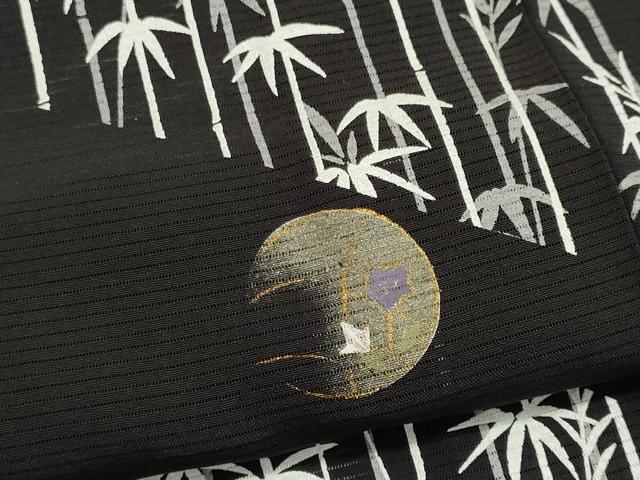 平和屋着物＊夏物　訪問着　絽　笹竹花丸文　黒地　金銀彩　正絹　逸品　未使用　CABI6510ou