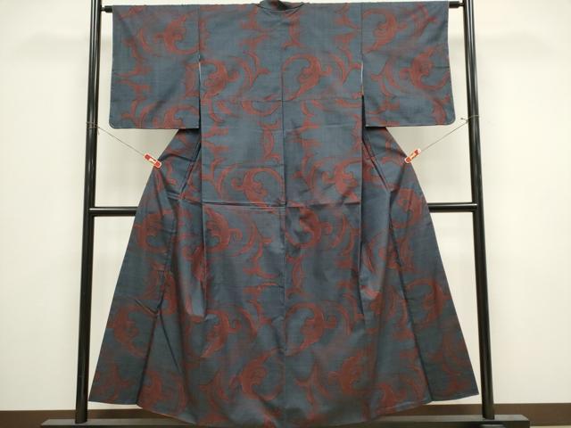 平和屋着物□本場大島紬 7マルキ 唐草文 証紙付き 正絹 逸品 CABI6525ou