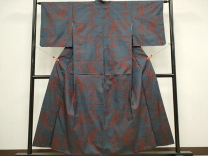 平和屋着物■本場大島紬　7マルキ　唐草文　証紙付き　正絹　逸品　CABI6525ou
