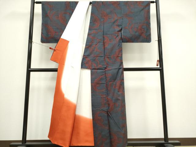 平和屋着物□本場大島紬 7マルキ 唐草文 証紙付き 正絹 逸品 CABI6525ou