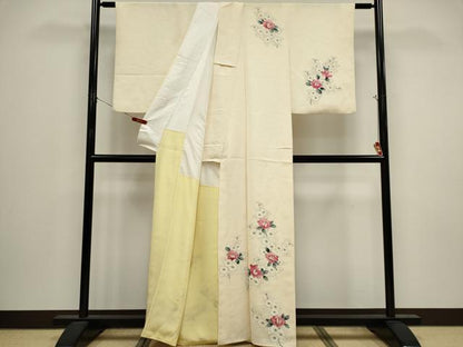 平和屋着物■訪問着　手描き　枝花文　正絹　逸品　CABI6536ou