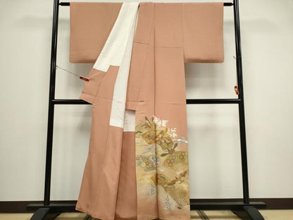 平和屋着物■豪華色留袖　駒刺繍　扇面飛鶴風景文　暈し染め　金彩　正絹　逸品　CABI6538ou