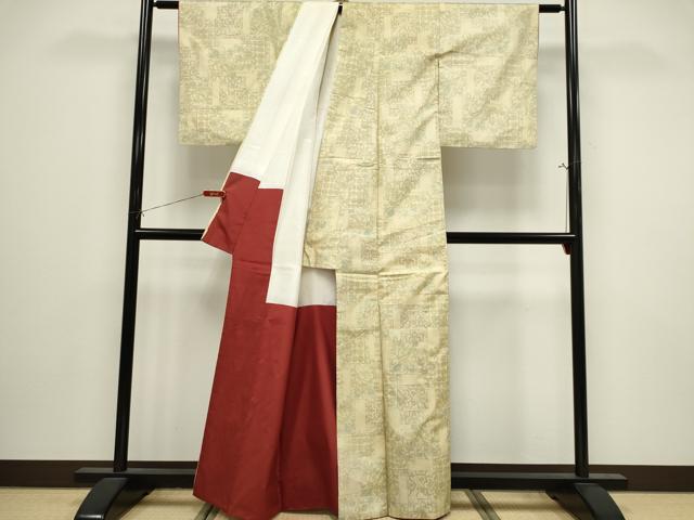 平和屋着物■本場大島紬　白大島　色紙重ね草花文　正絹　逸品　CABI6539ou