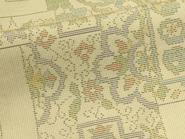 平和屋着物■本場大島紬　白大島　色紙重ね草花文　正絹　逸品　CABI6539ou