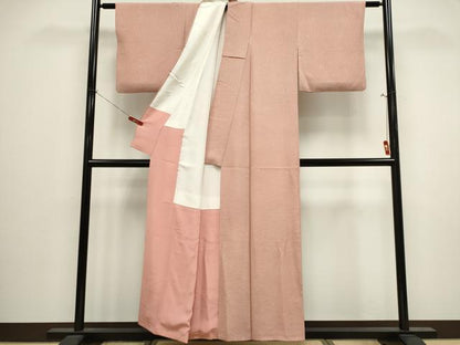 平和屋着物■上質な色無地　干割れ地紋　水柿色　正絹　逸品　CABI6541ou