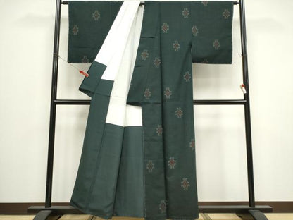 平和屋着物■上質な紬　花菱文　正絹　逸品　未使用　CABI6543ou