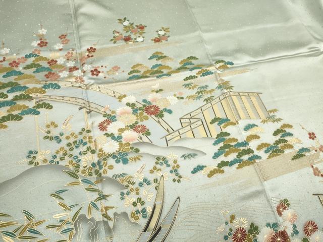 平和屋着物■訪問着　渡り橋風景文　暈し染め　金彩　鈴乃屋扱い　正絹　逸品　CABI6550ou