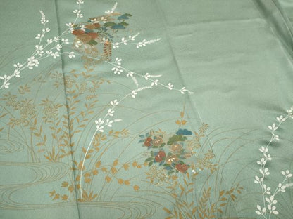 平和屋着物■訪問着　流水草花文　金彩　正絹　逸品　CABI6551ou