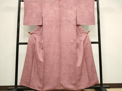 平和屋着物■上質な色無地　霞地紋　石竹色　正絹　逸品　CABI6553ou