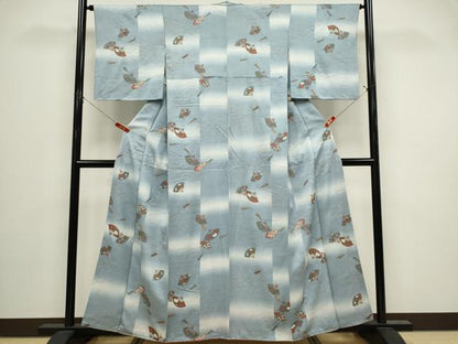 平和屋着物■上質な小紋　扇面吉祥花文　暈し染め　正絹　逸品　CABI6555ou