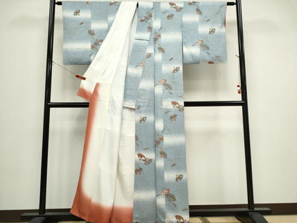 平和屋着物■上質な小紋　扇面吉祥花文　暈し染め　正絹　逸品　CABI6555ou