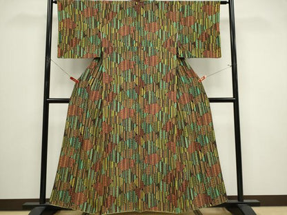 平和屋着物■上質な小紋　切嵌花文　正絹　逸品　CABI6556ou