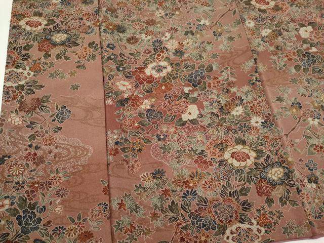 平和屋着物■上質な小紋　雲取り流水花文　金彩　正絹　逸品　CABI6561ou