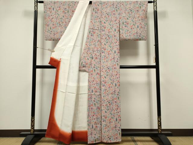 平和屋着物■上質な小紋　更紗草花文　正絹　逸品　CABI6563ou