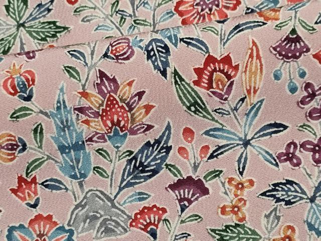 平和屋着物■上質な小紋　更紗草花文　正絹　逸品　CABI6563ou