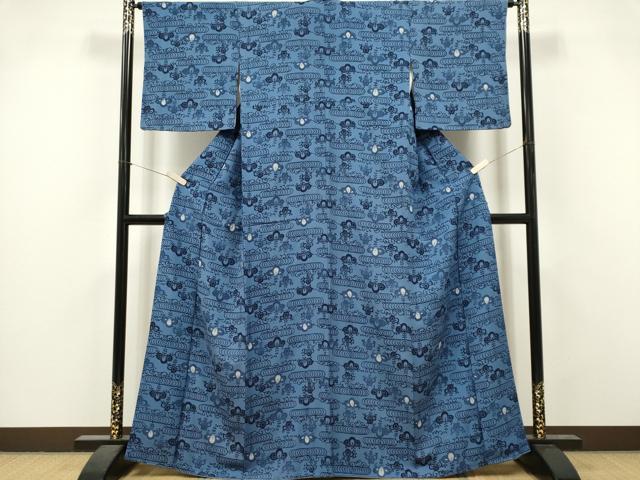 平和屋着物■上質な小紋　流水花唐草文　鬼しぼ縮緬　正絹　逸品　CABI6573ou