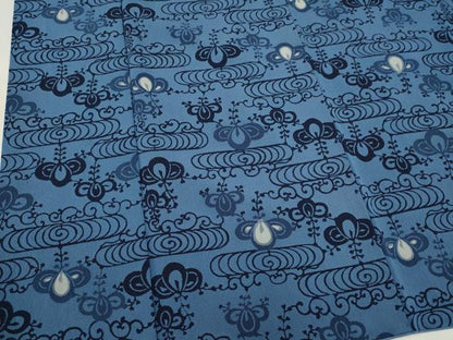 平和屋着物■上質な小紋　流水花唐草文　鬼しぼ縮緬　正絹　逸品　CABI6573ou