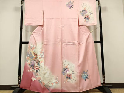 平和屋着物■訪問着　孔雀花文　暈し染め　金銀彩　正絹　逸品　CABI6577ou