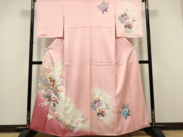 平和屋着物■訪問着　孔雀花文　暈し染め　金銀彩　正絹　逸品　CABI6577ou