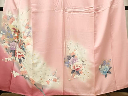 平和屋着物■訪問着　孔雀花文　暈し染め　金銀彩　正絹　逸品　CABI6577ou