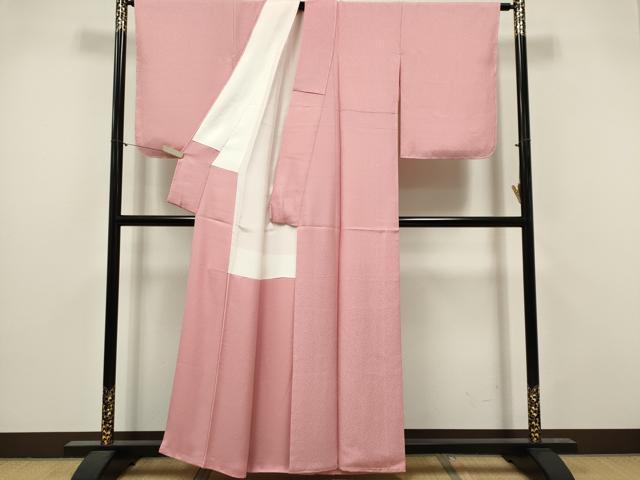 平和屋着物■上質な色無地　花唐草地紋　珊瑚色　正絹　逸品　未使用　CABI6579ou