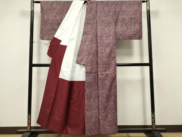 平和屋着物■本場大島紬　幾何学花文　正絹　逸品　CABI6586ou