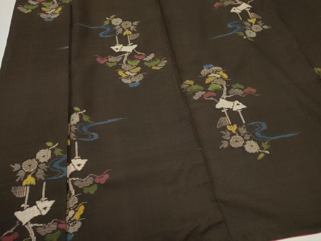 平和屋着物■本場大島紬　7マルキ　流水風景文　正絹　逸品　CABI6591ou