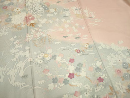 平和屋着物■訪問着　草花文　暈し染め　正絹　逸品　CABI6593ou