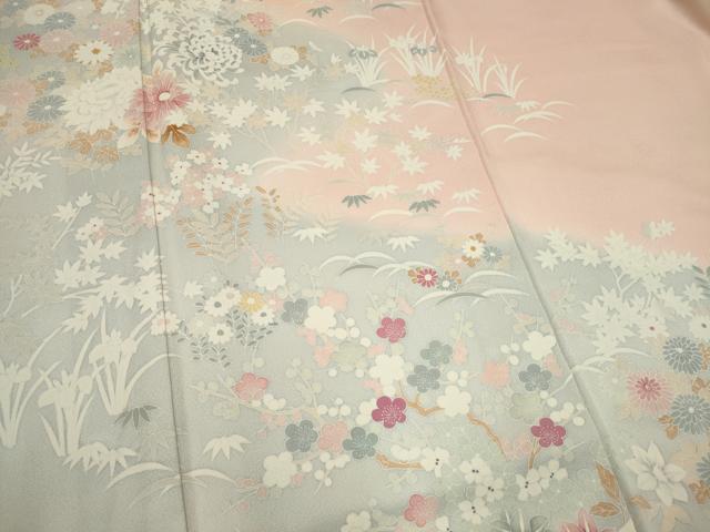 平和屋着物■訪問着　草花文　暈し染め　正絹　逸品　CABI6593ou