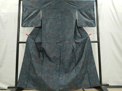 平和屋着物■本場大島紬　草花文　正絹　逸品　CABI6595ou